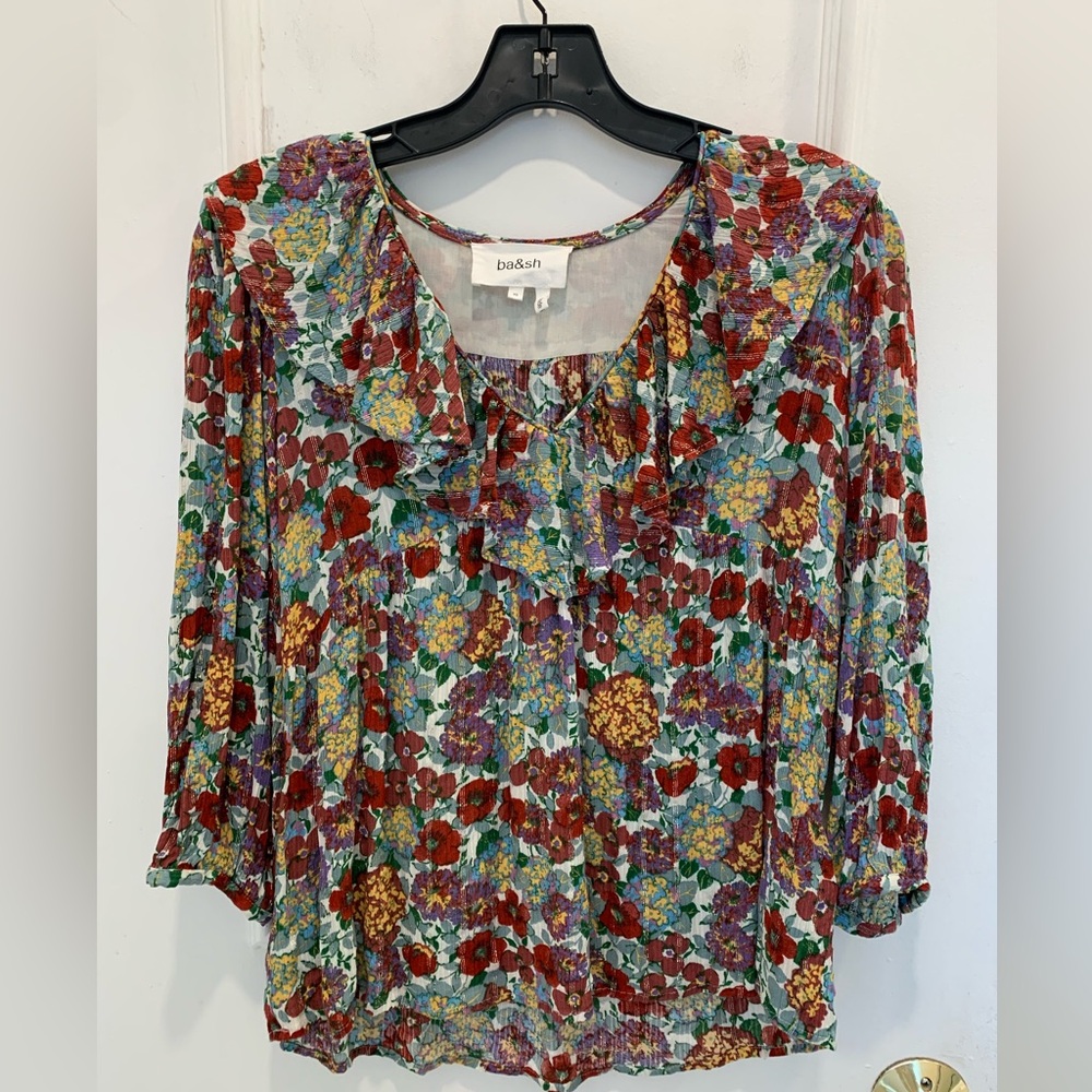 Ba&sh floral 3/4 sleeve blouse. Size XS